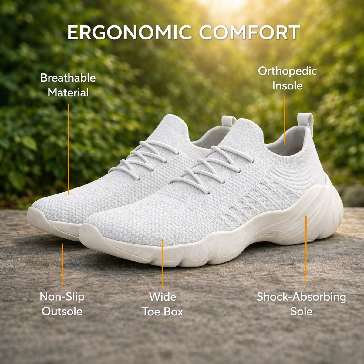 Orthopedische sneakers met brede teendoos en gelkussen