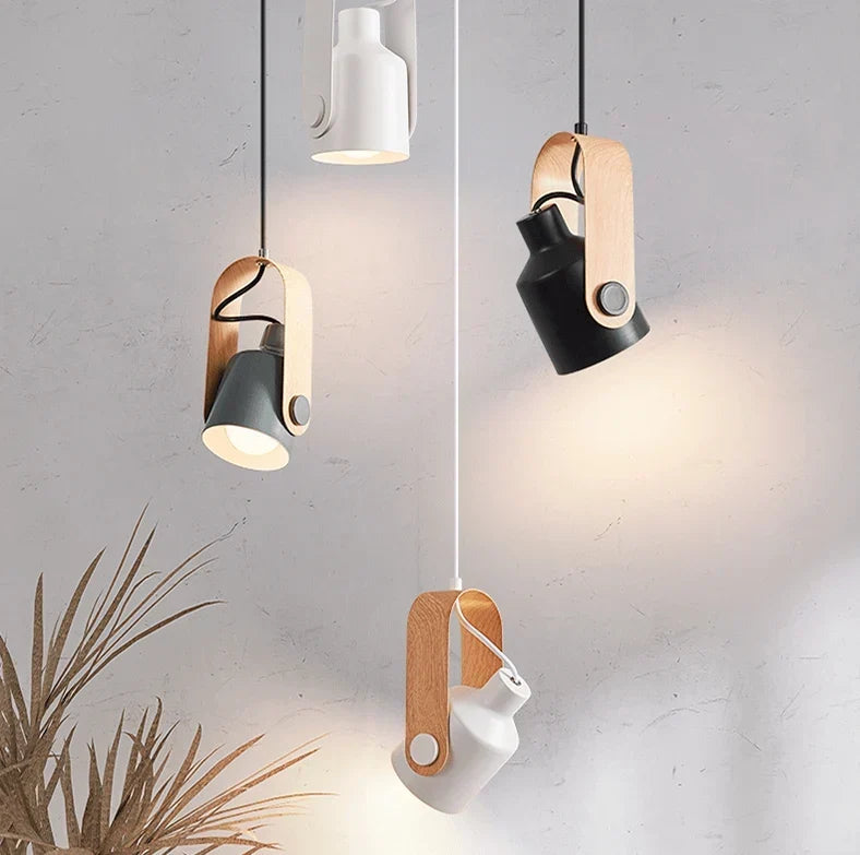 Hanglamp met houtlook – Scandinavische spot voor gerichte verlichting