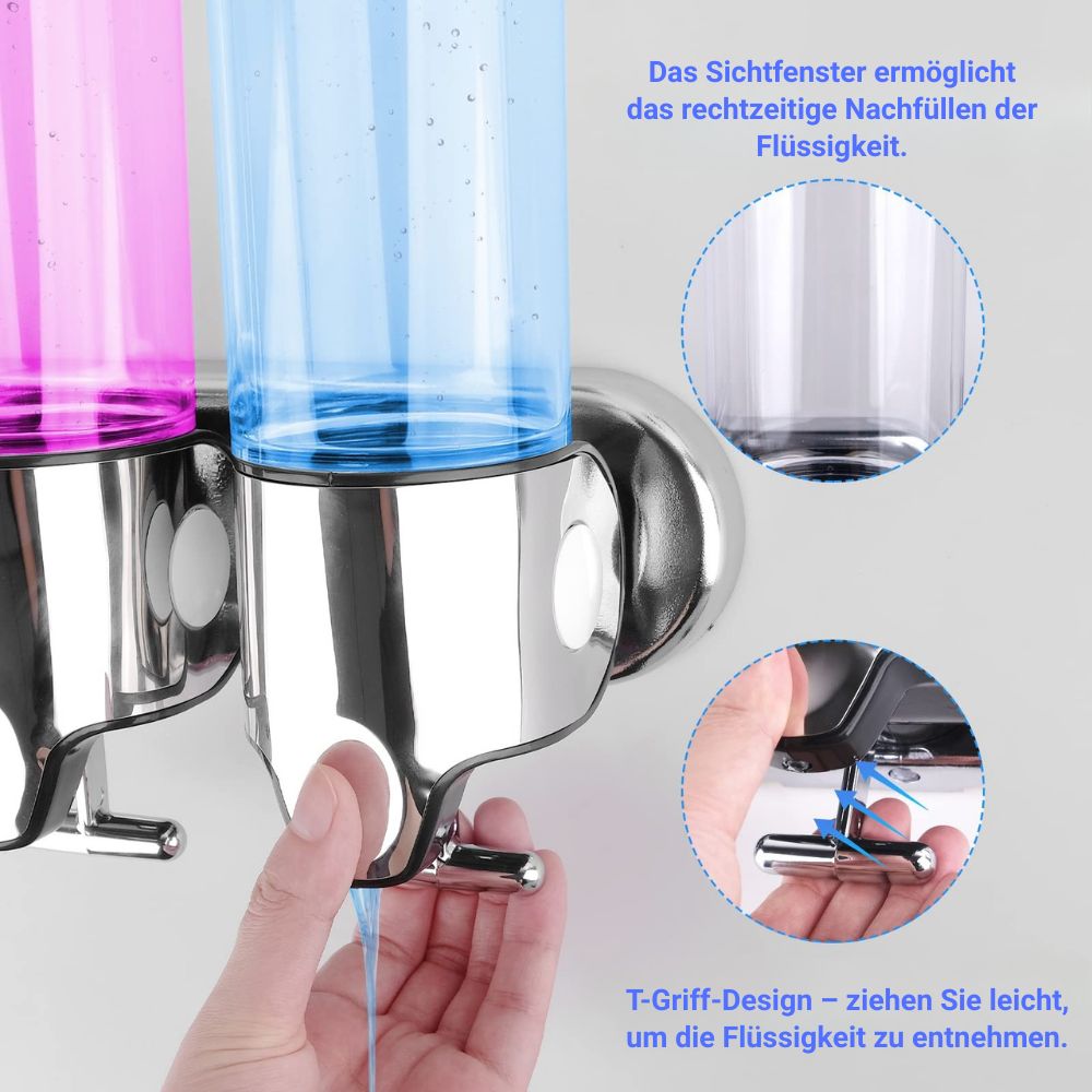 Wandzeepdispenser met 3 Compartimenten – Zonder Boren Monteerbaar