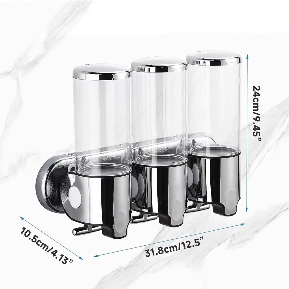 Wandzeepdispenser met 3 Compartimenten – Zonder Boren Monteerbaar