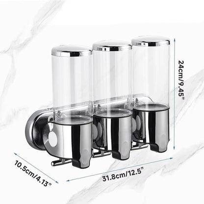 Wandzeepdispenser met 3 Compartimenten – Zonder Boren Monteerbaar