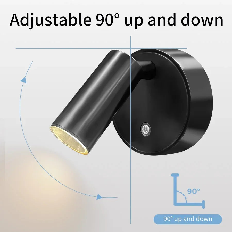 Draadloze LED Wandlamp Dimbaar Magnetisch 360° Zwenkbaar