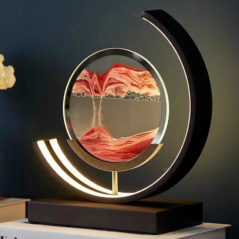 LED tafellamp met bewegend zandlandschap – decoratief sfeerlich