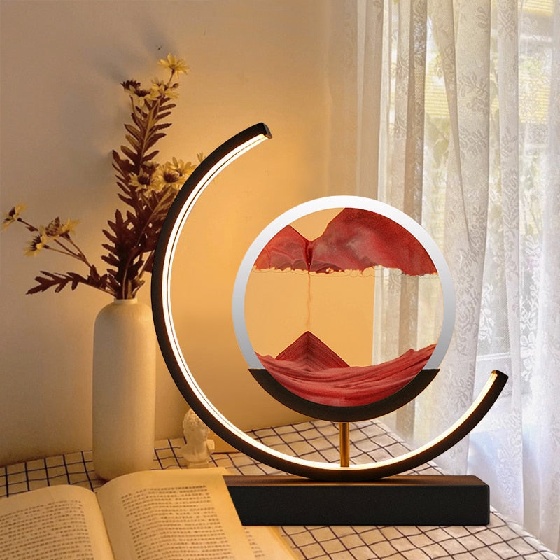 LED tafellamp met bewegend zandlandschap – decoratief sfeerlich