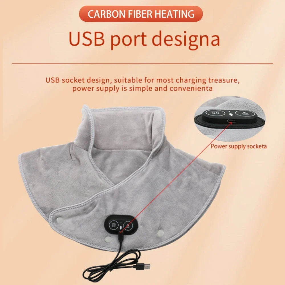 Verwarmend nek- en schouderkussen met vibratie – USB