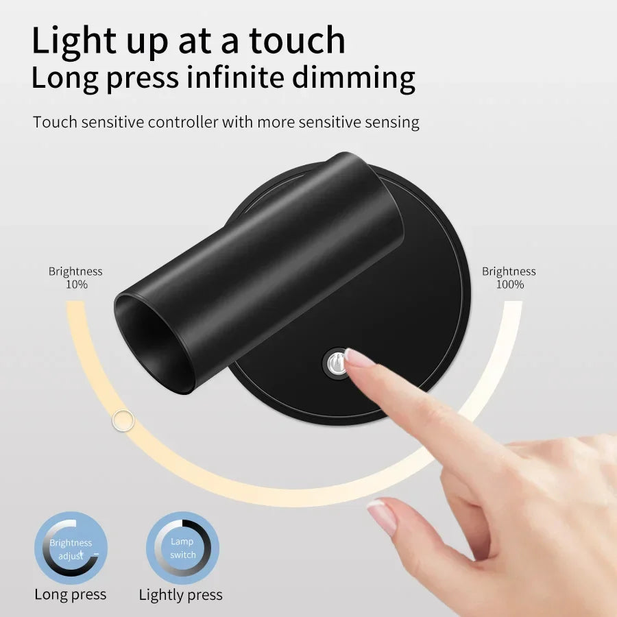 Draadloze LED Wandlamp Dimbaar Magnetisch 360° Zwenkbaar