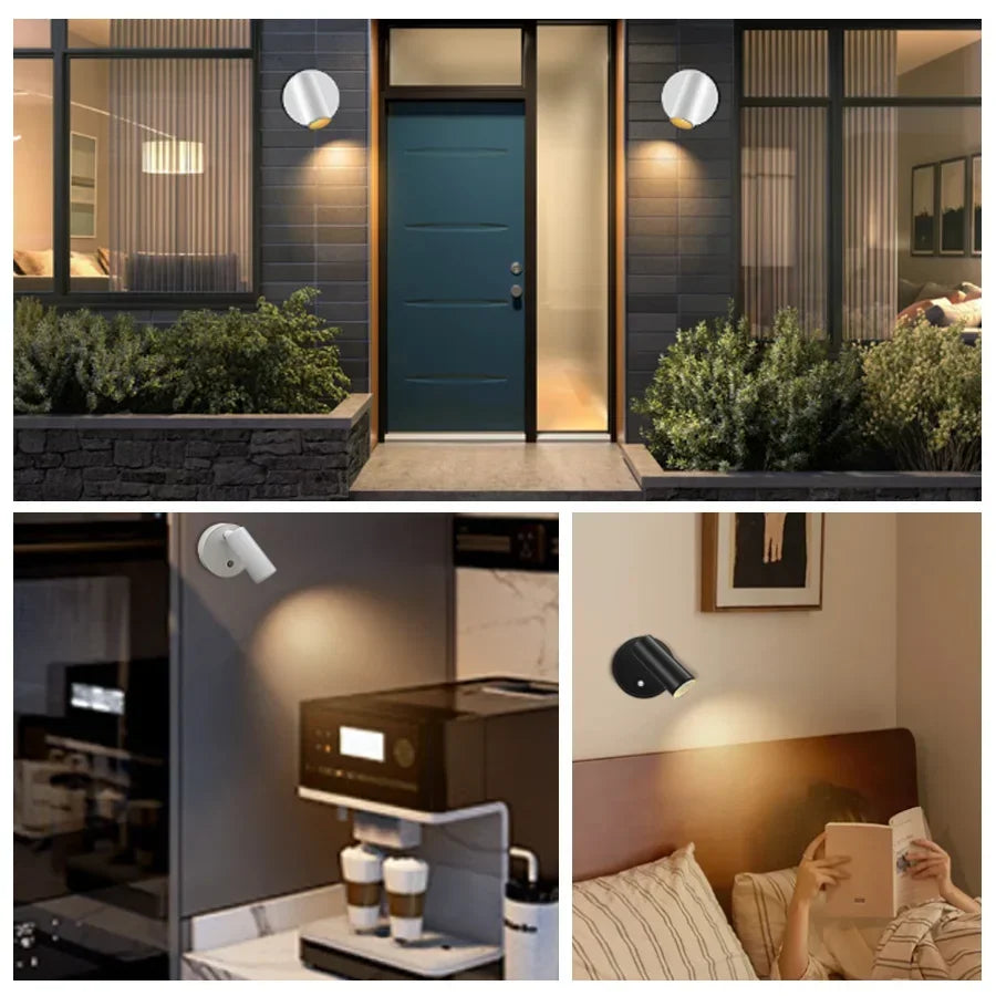 Draadloze LED Wandlamp Dimbaar Magnetisch 360° Zwenkbaar