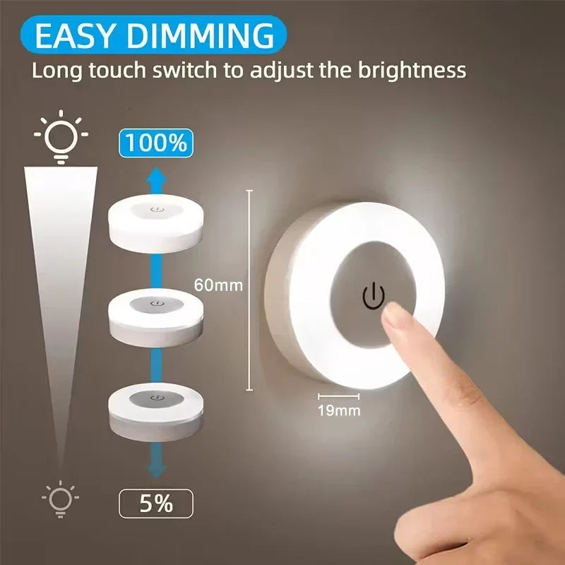 Oplaadbaar LED-nachtlampje met aanraakbediening en magnetische bevestiging