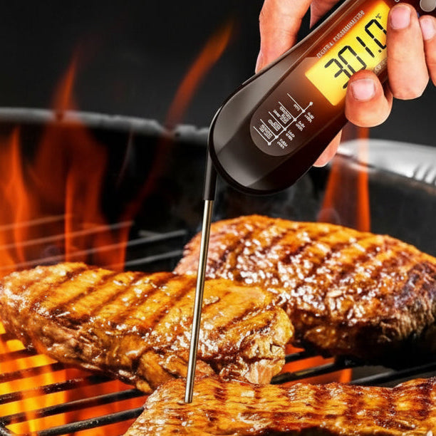 Digitale vleesthermometer met inklapbare sonde en LED-display