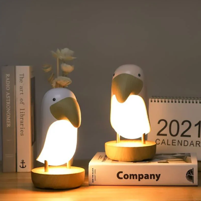 Oplaadbare nachtlamp in vogeldesign van hout
