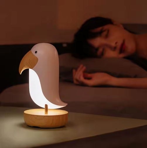 Oplaadbare nachtlamp in vogeldesign van hout