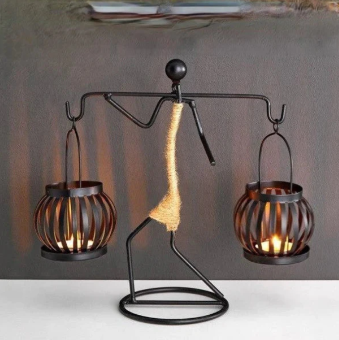 Metalen figuur kaarsenhouder vintage – decoratief windlicht voor thuis