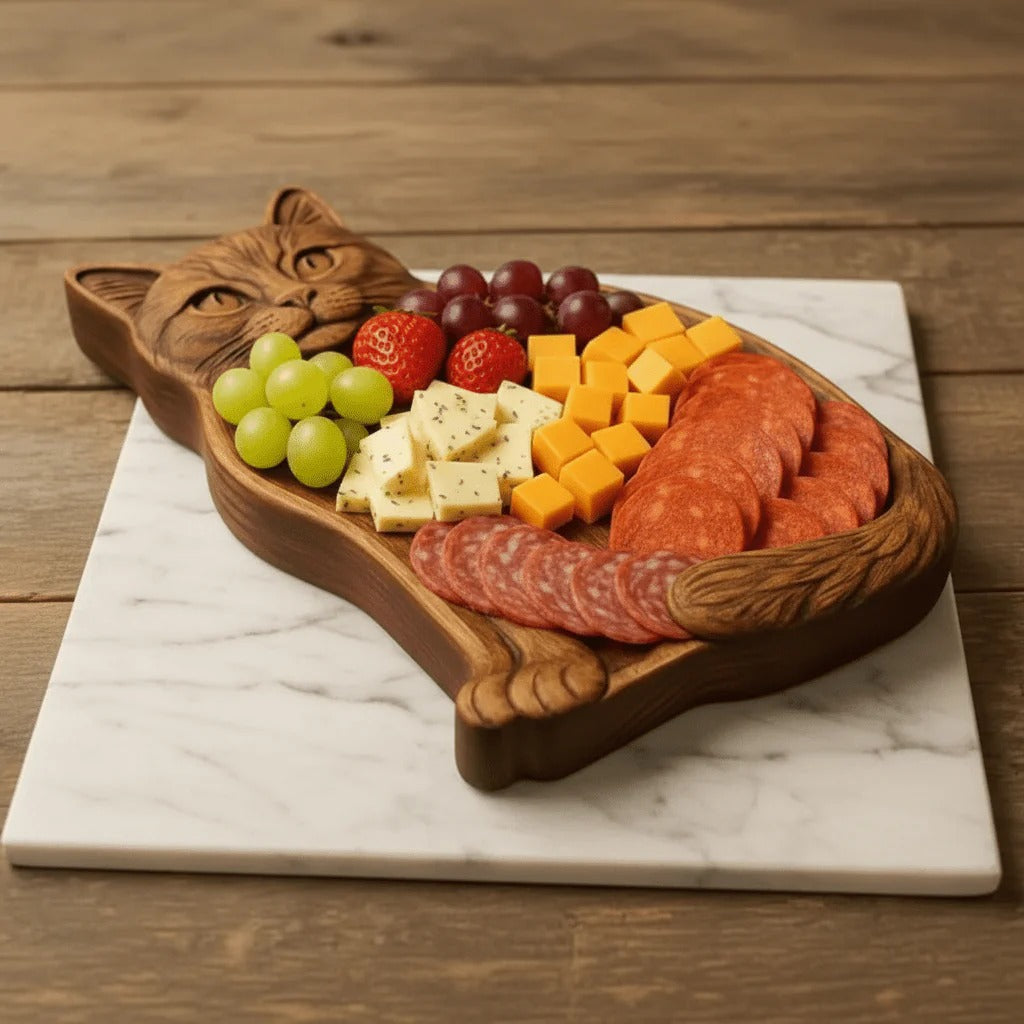 Serveerplank van massief hout in dierenvorm – snackbord met vakjes