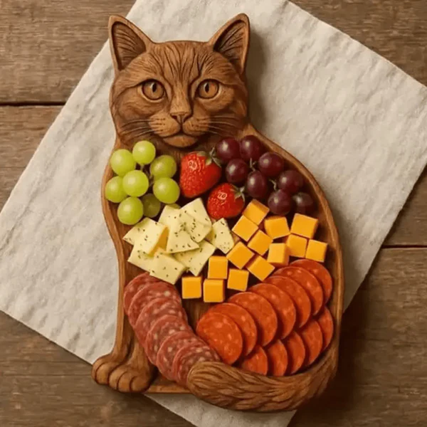 Serveerplank van massief hout in dierenvorm – snackbord met vakjes