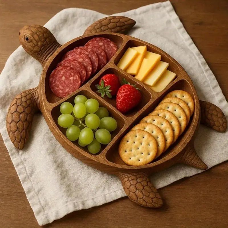 Serveerplank van massief hout in dierenvorm – snackbord met vakjes