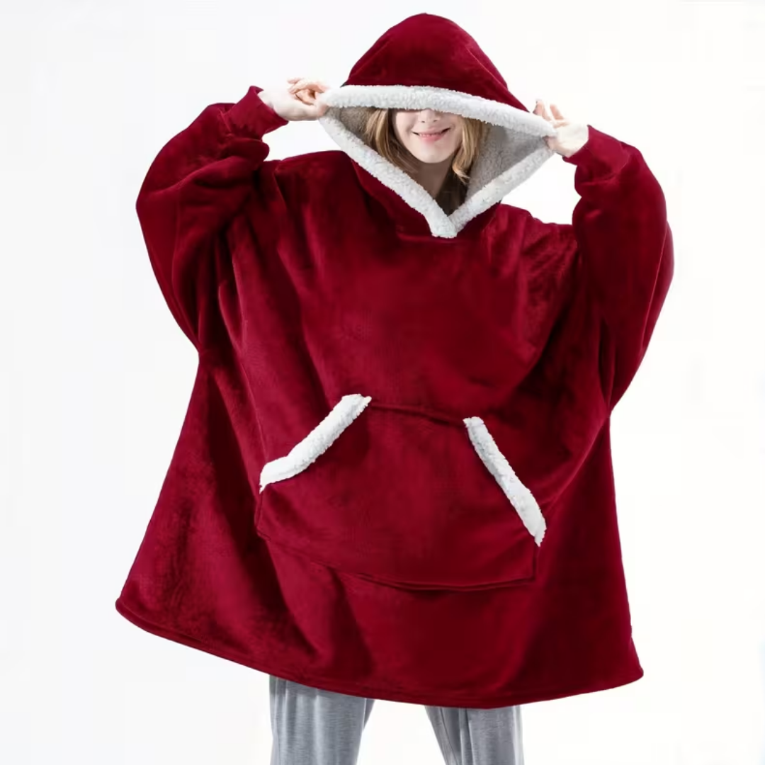 Deken hoodie met sherpa fleece – oversized knuffelpullover