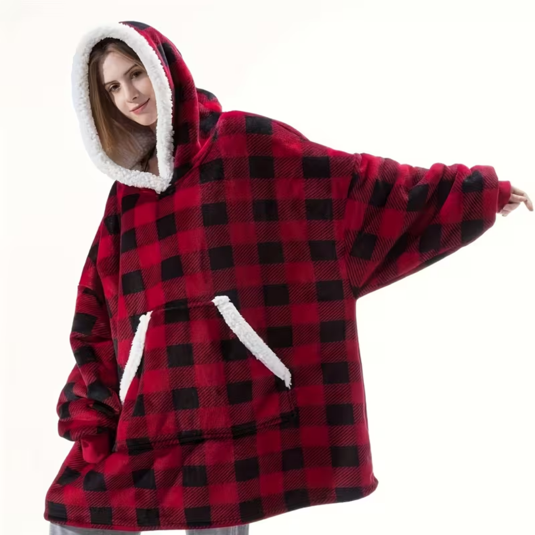 Deken hoodie met sherpa fleece – oversized knuffelpullover