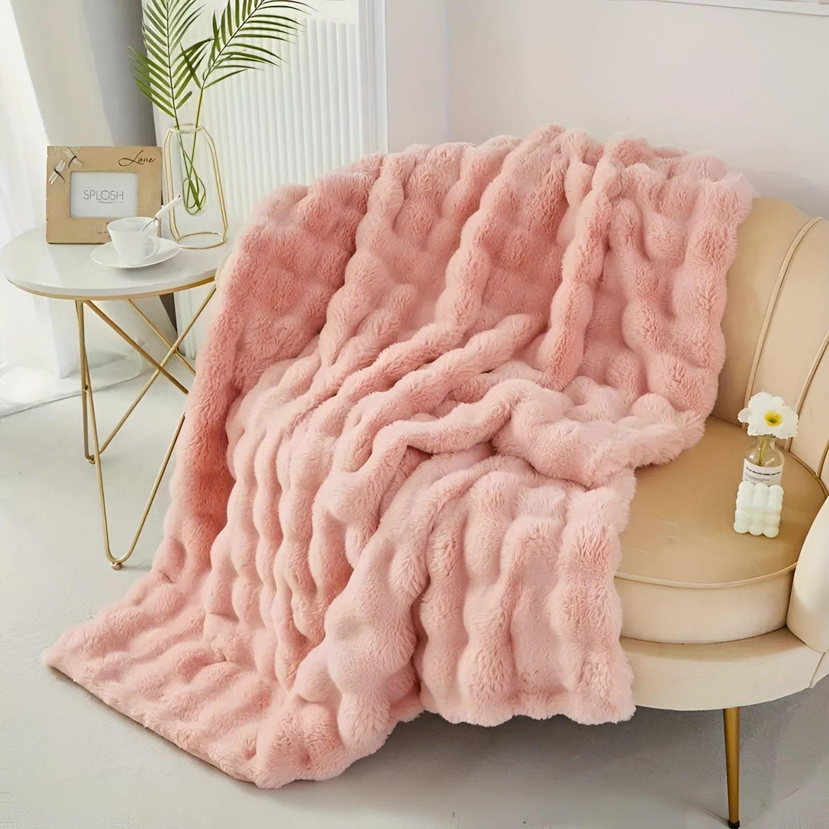 Gewichtsdeken faux fur met chunky knit – ultrazacht en warm