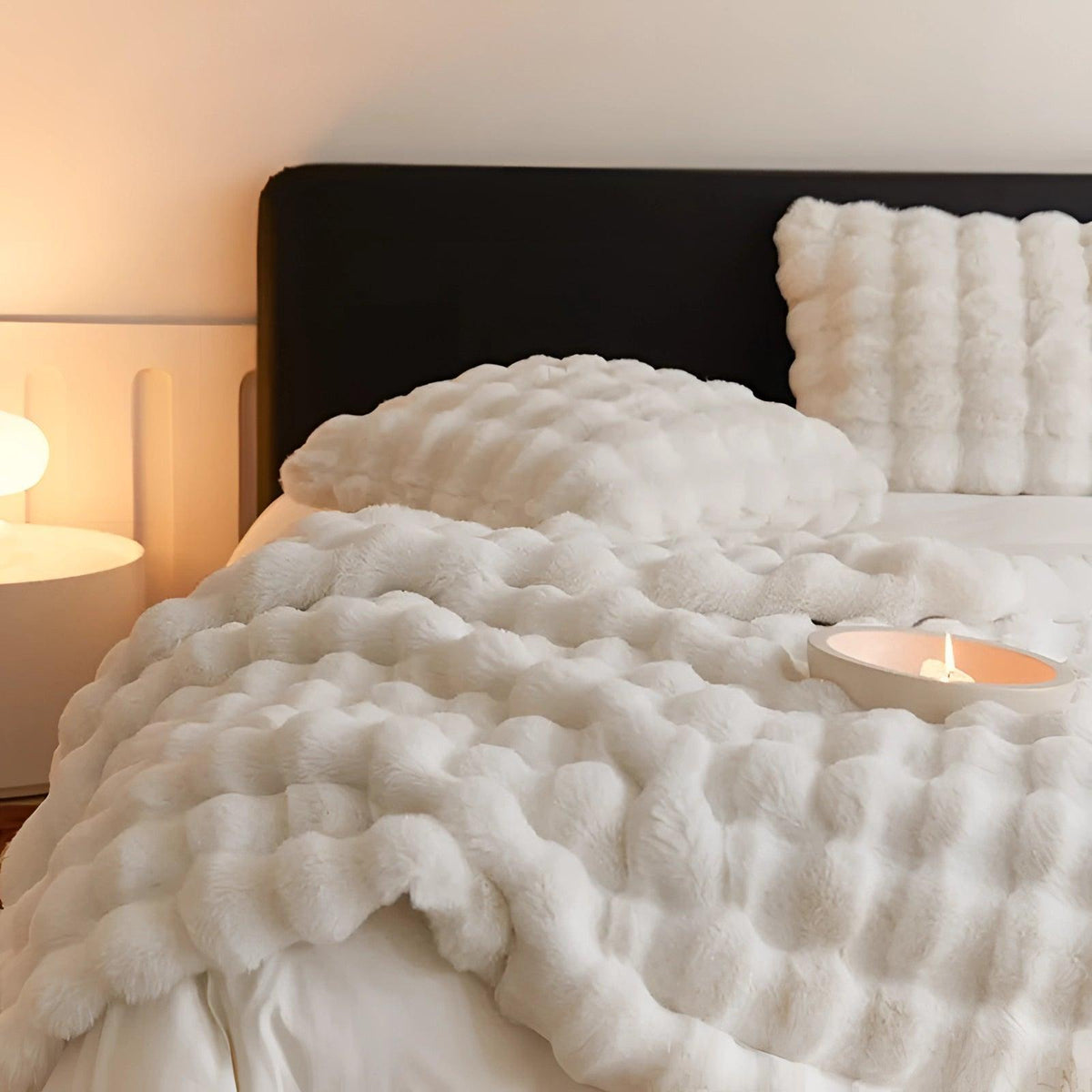 Gewichtsdeken faux fur met chunky knit – ultrazacht en warm