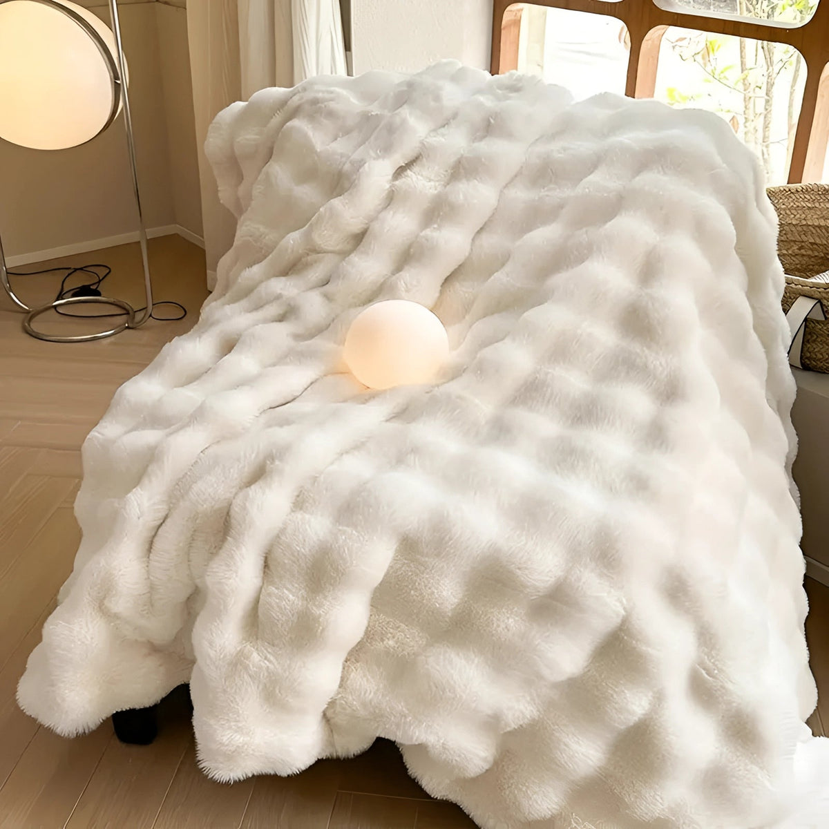 Gewichtsdeken faux fur met chunky knit – ultrazacht en warm