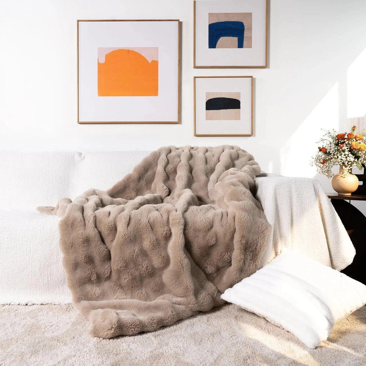 Gewichtsdeken faux fur met chunky knit – ultrazacht en warm