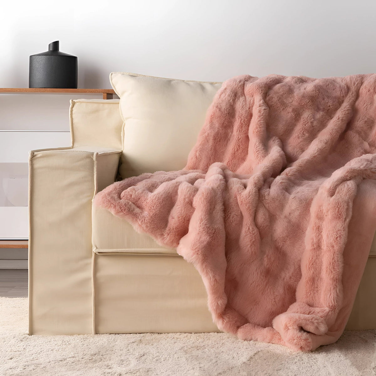 Gewichtsdeken faux fur met chunky knit – ultrazacht en warm