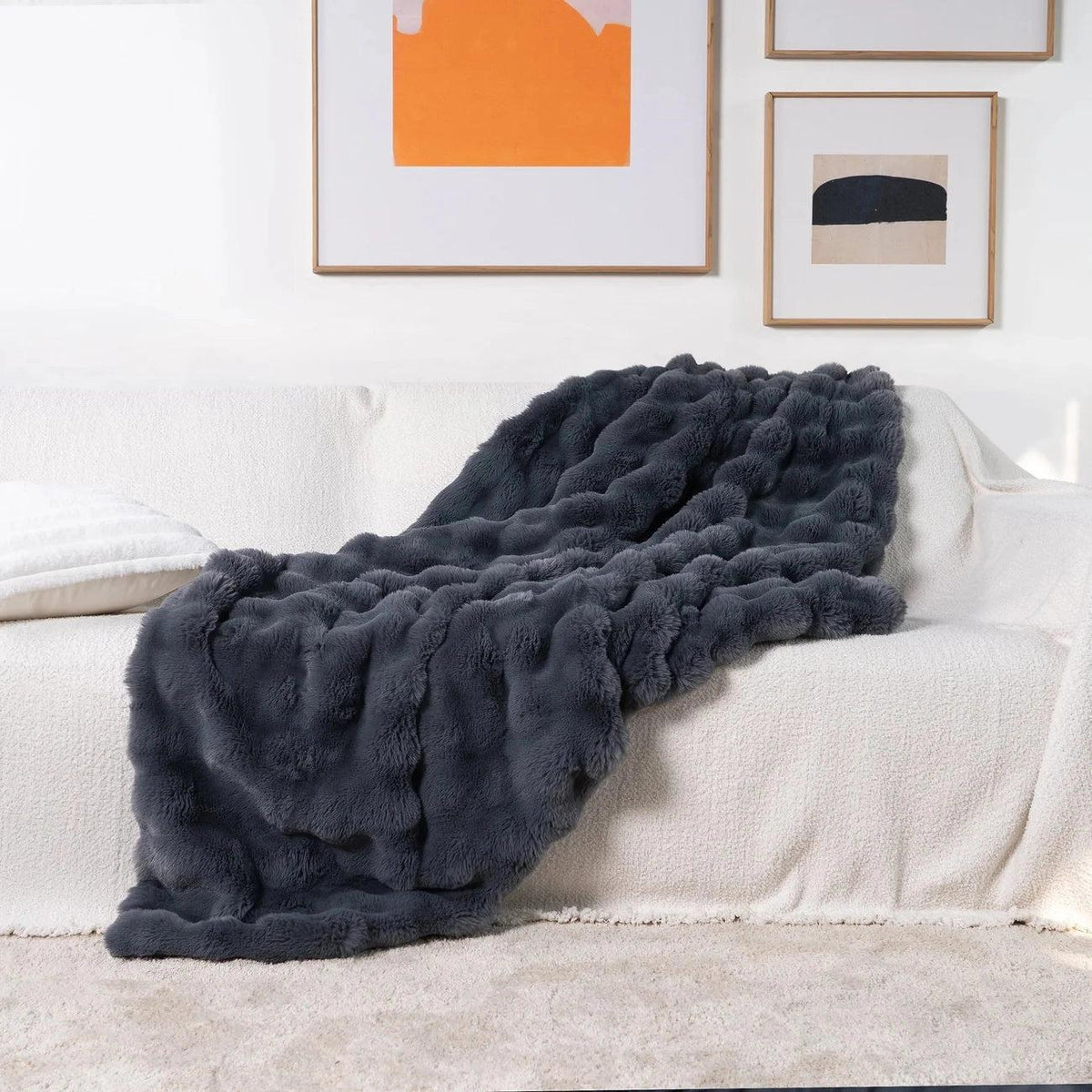 Gewichtsdeken faux fur met chunky knit – ultrazacht en warm