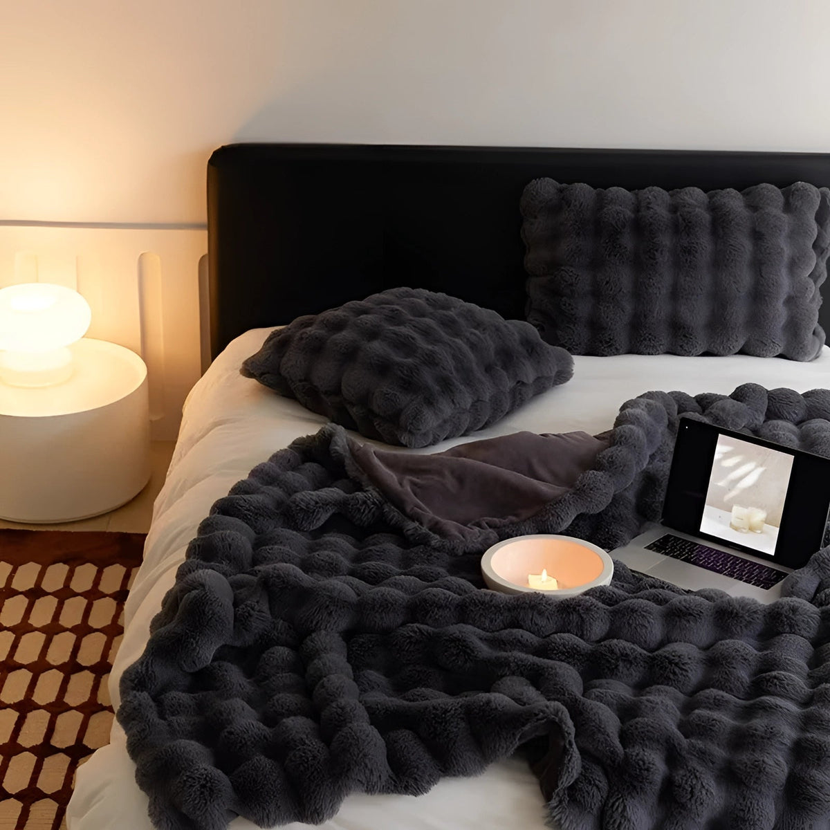 Gewichtsdeken faux fur met chunky knit – ultrazacht en warm