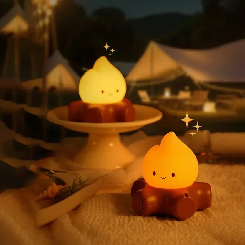tafellamp met vlameffect en witte ruis – sfeervolle verlichting