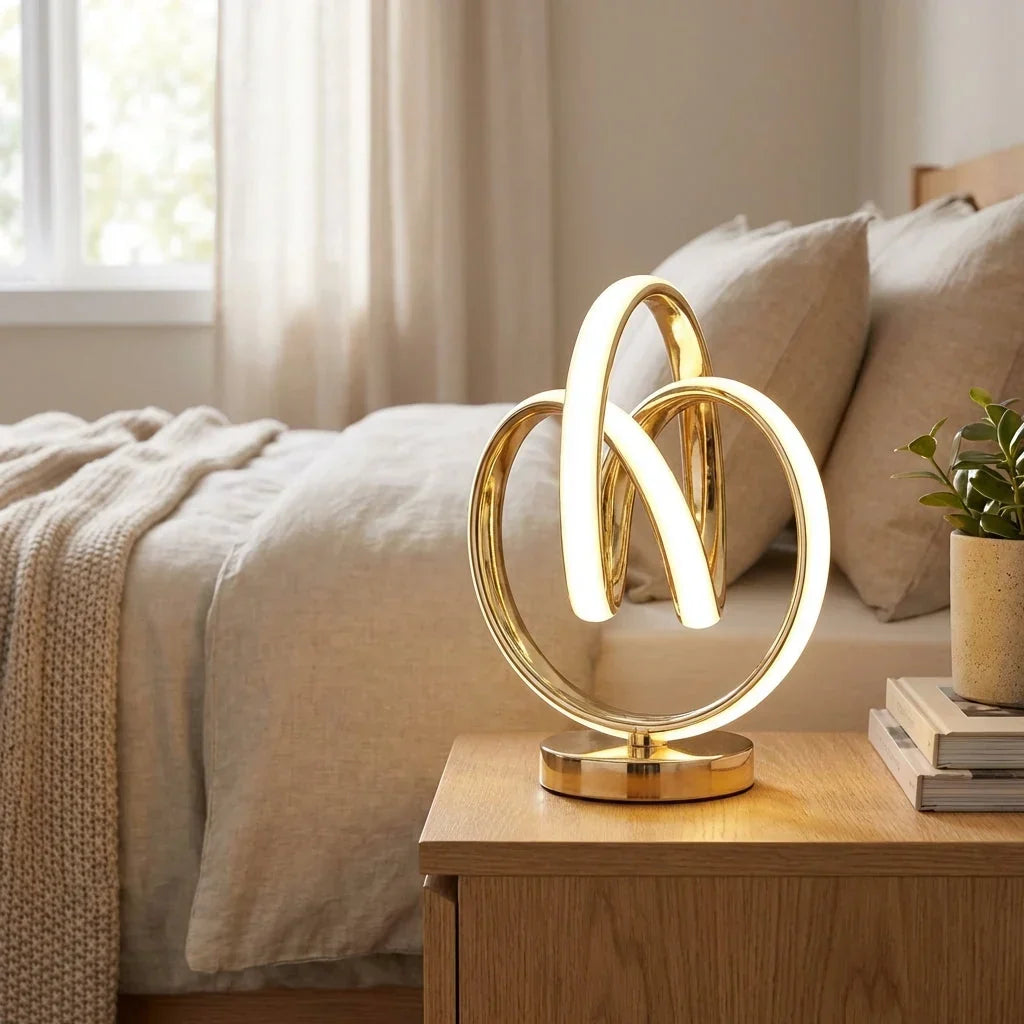 Gebogen LED Tafellamp met compact voetstuk – warmwit licht