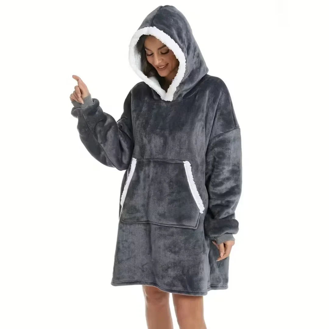 Deken hoodie met sherpa fleece – oversized en warm