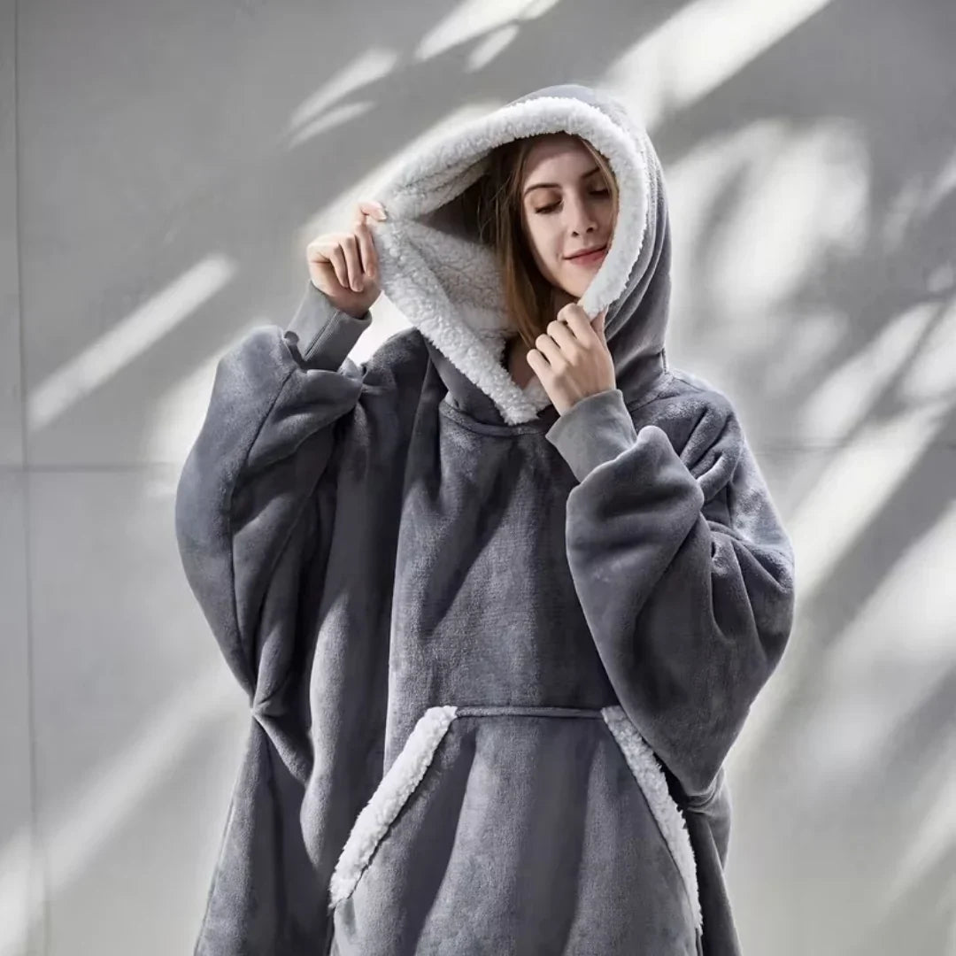 Deken hoodie met sherpa fleece – oversized en warm