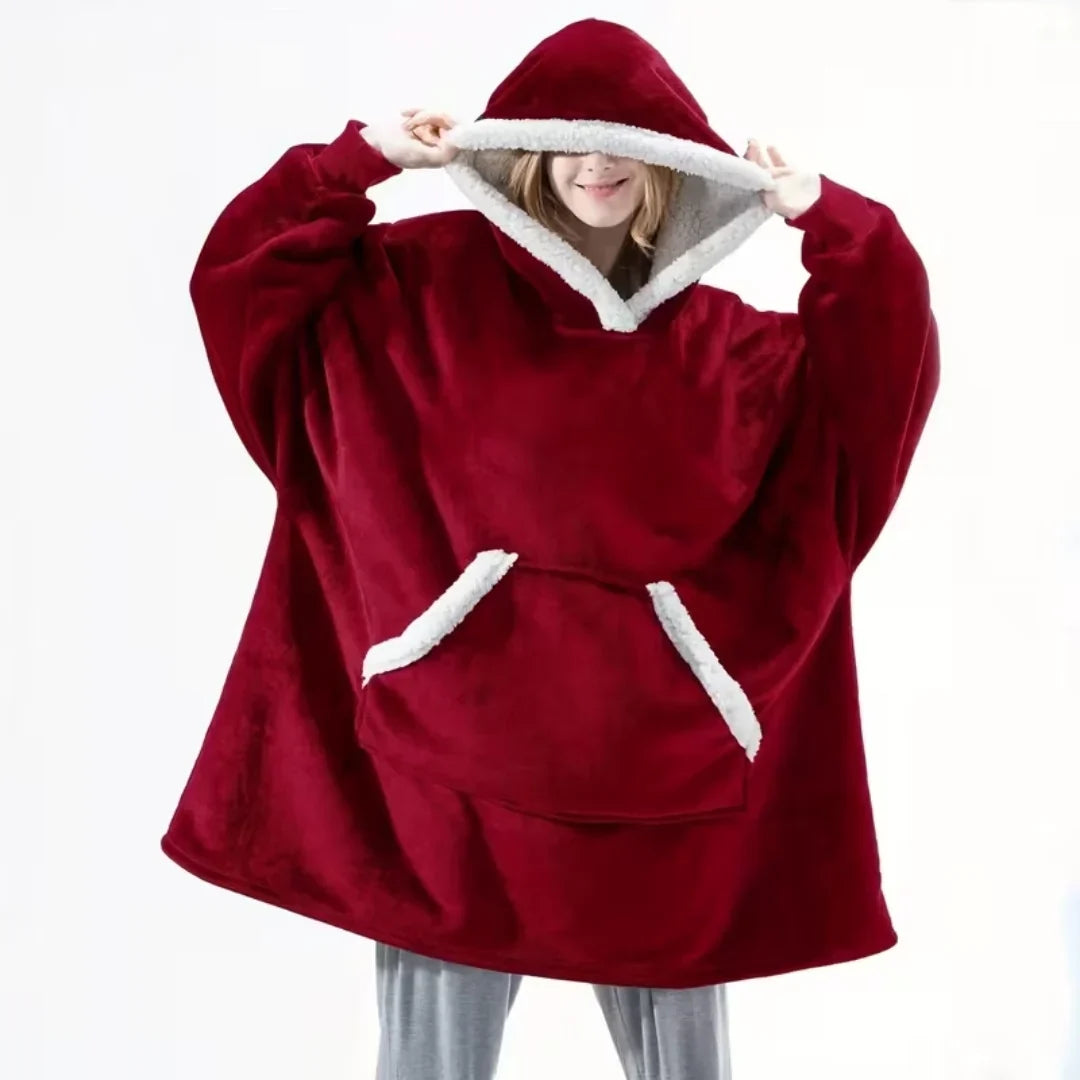 Deken hoodie met sherpa fleece – oversized en warm