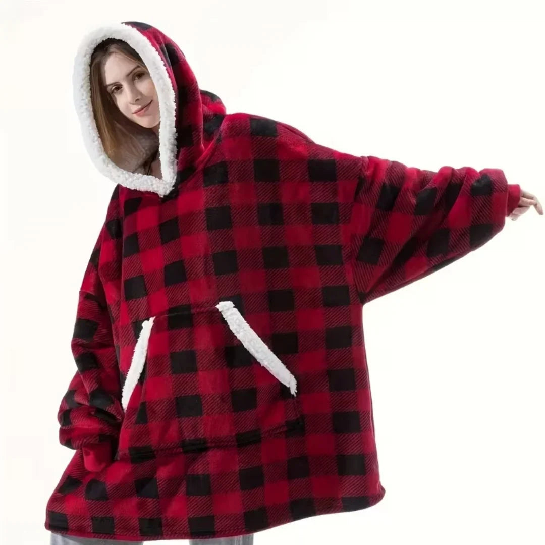 Deken hoodie met sherpa fleece – oversized en warm