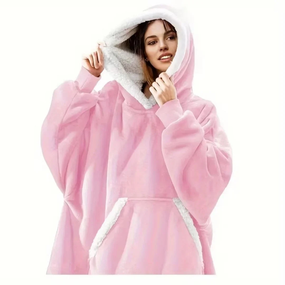 Deken hoodie met sherpa fleece – oversized en warm
