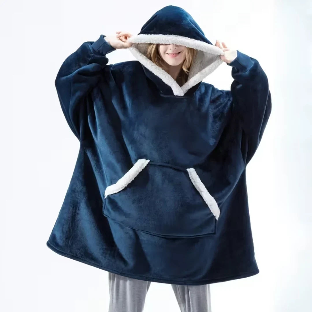 Deken hoodie met sherpa fleece – oversized en warm