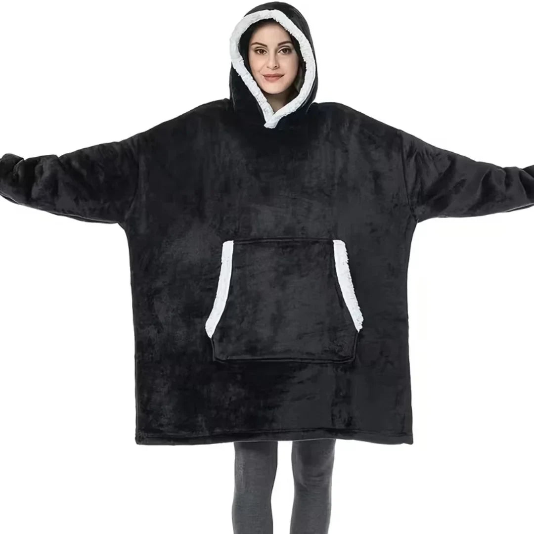 Deken hoodie met sherpa fleece – oversized en warm