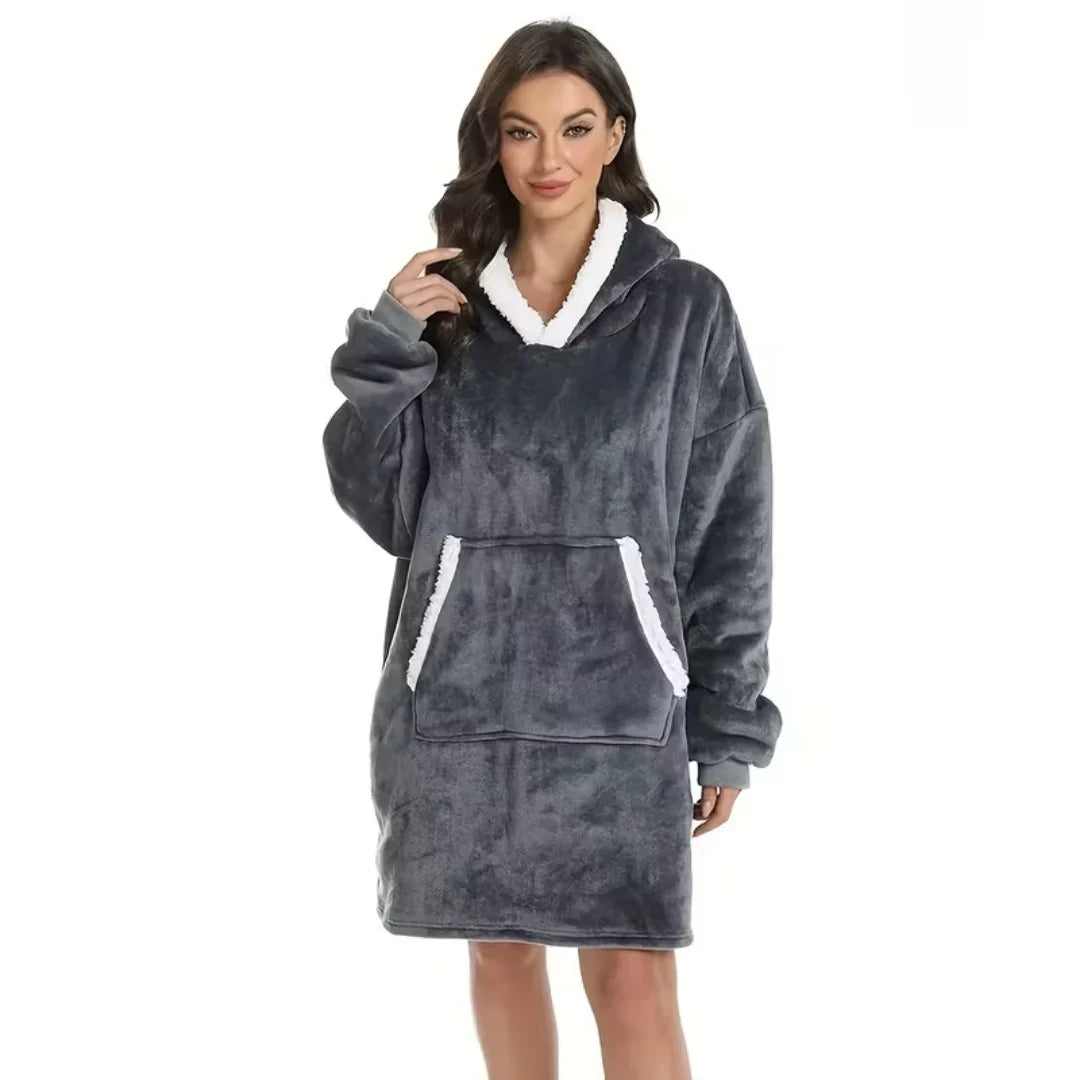 Deken hoodie met sherpa fleece – oversized en warm