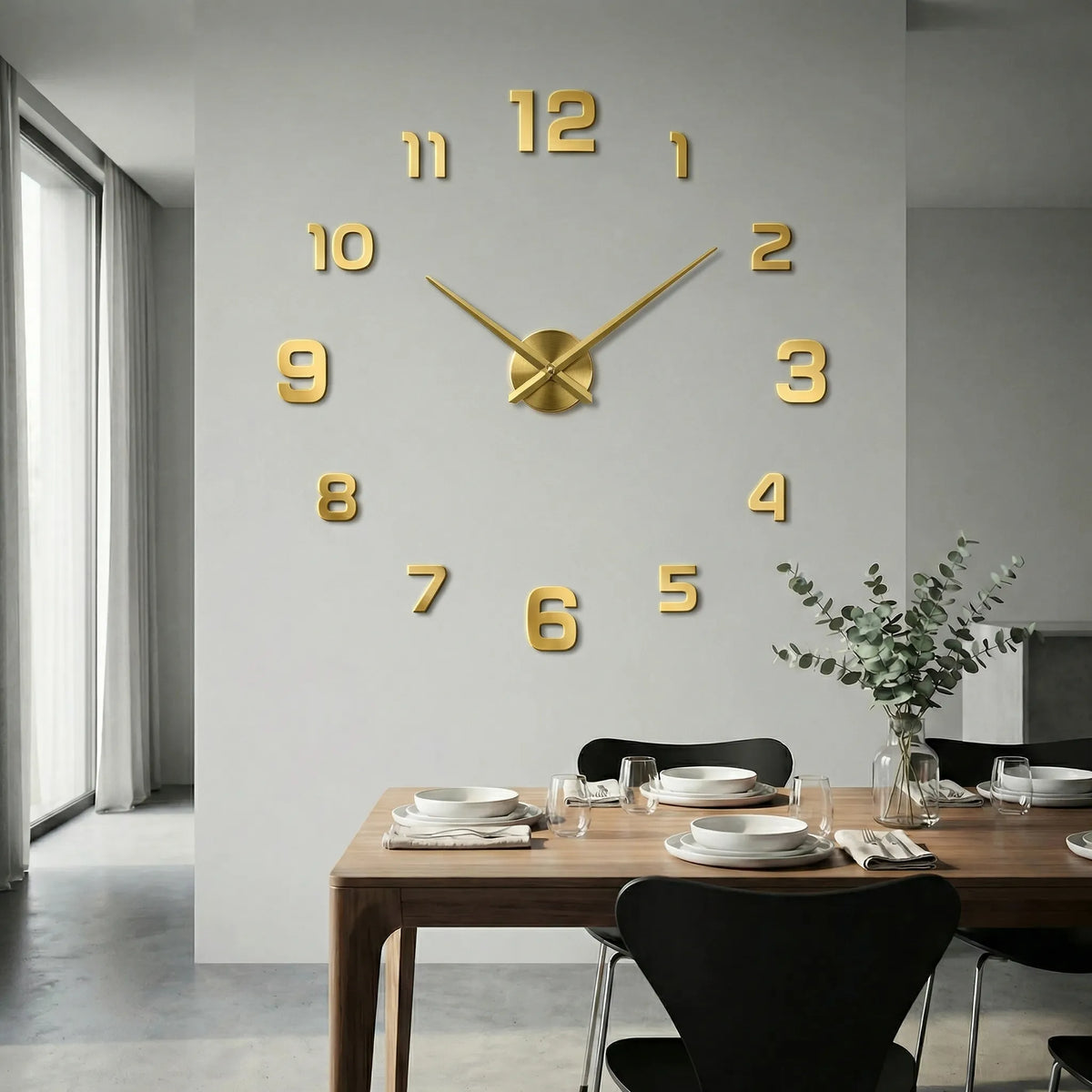 Oversized wandklok met 3D-cijfers – minimalistisch en modern