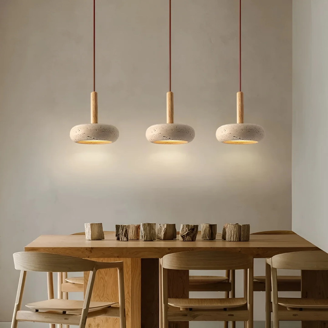 LED Hanglamp Japanse Stijl Natuursteen Hout Warmwit Ø15cm