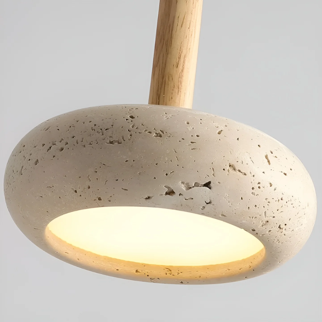 LED Hanglamp Japanse Stijl Natuursteen Hout Warmwit Ø15cm