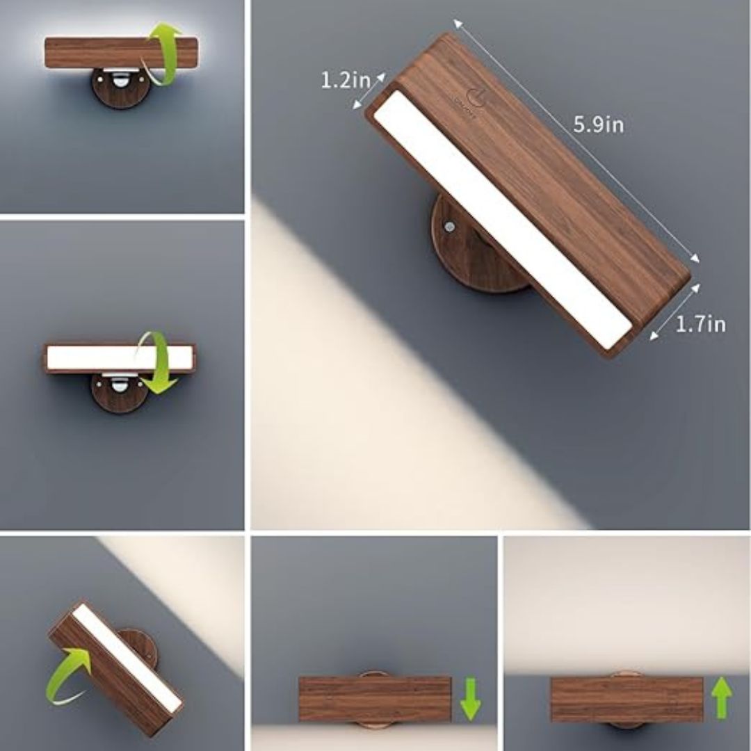 Draadloze wandlamp met houtfinish – oplaadbaar en dimbaar