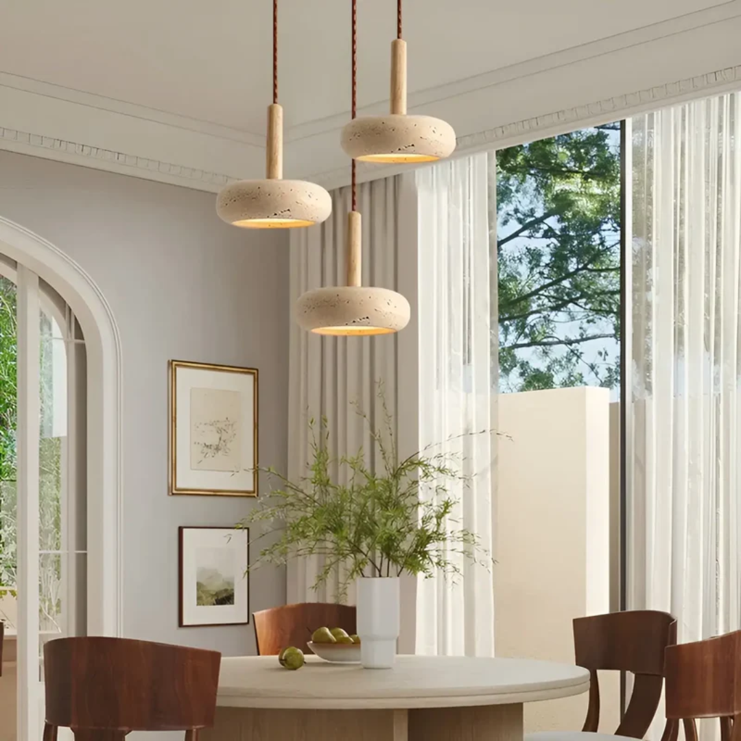 LED Hanglamp Japanse Stijl Natuursteen Hout Warmwit Ø15cm