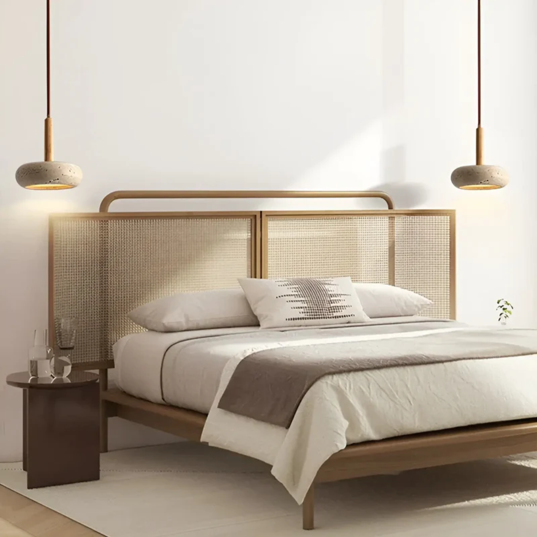 LED Hanglamp Japanse Stijl Natuursteen Hout Warmwit Ø15cm