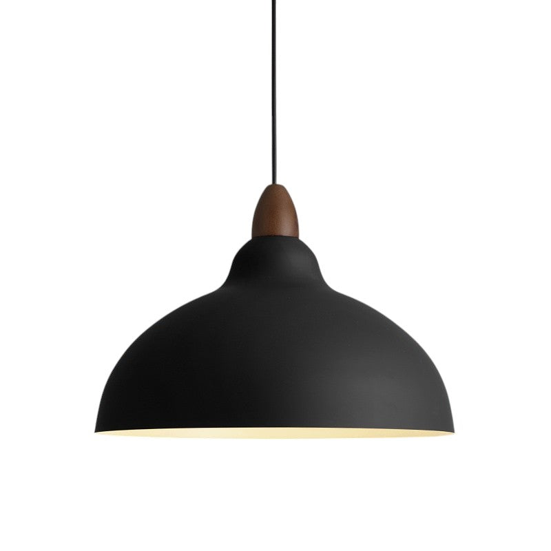 Hanglamp hout en metaal met gebogen kap – scandinavisch design