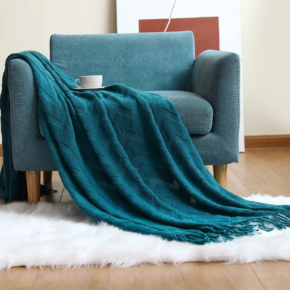 strikdeken met visgraatpatroon – zacht en decoratief