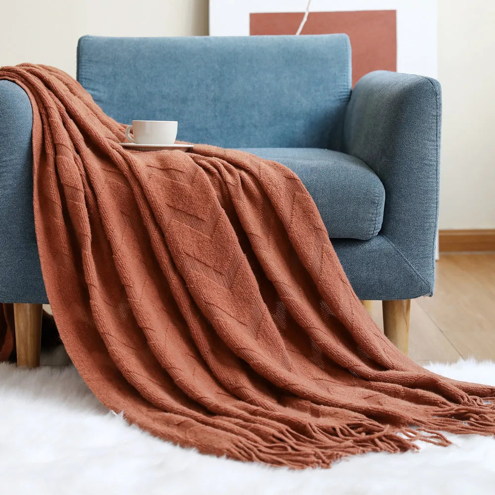 strikdeken met visgraatpatroon – zacht en decoratief