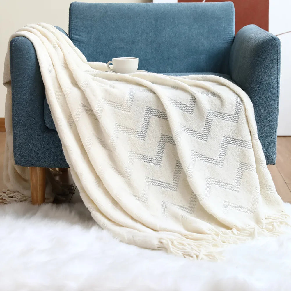 strikdeken met visgraatpatroon – zacht en decoratief