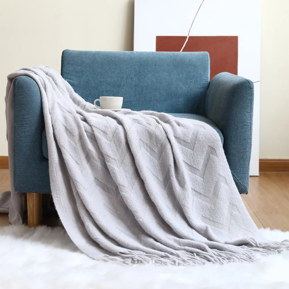strikdeken met visgraatpatroon – zacht en decoratief