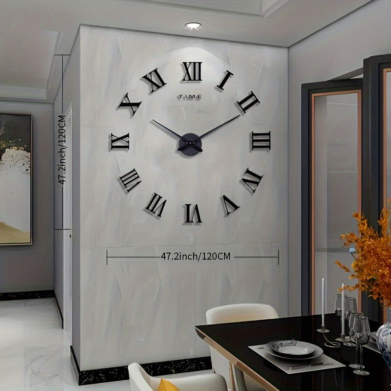 Grote wandklok met Romeinse cijfers – minimalistisch vintage design